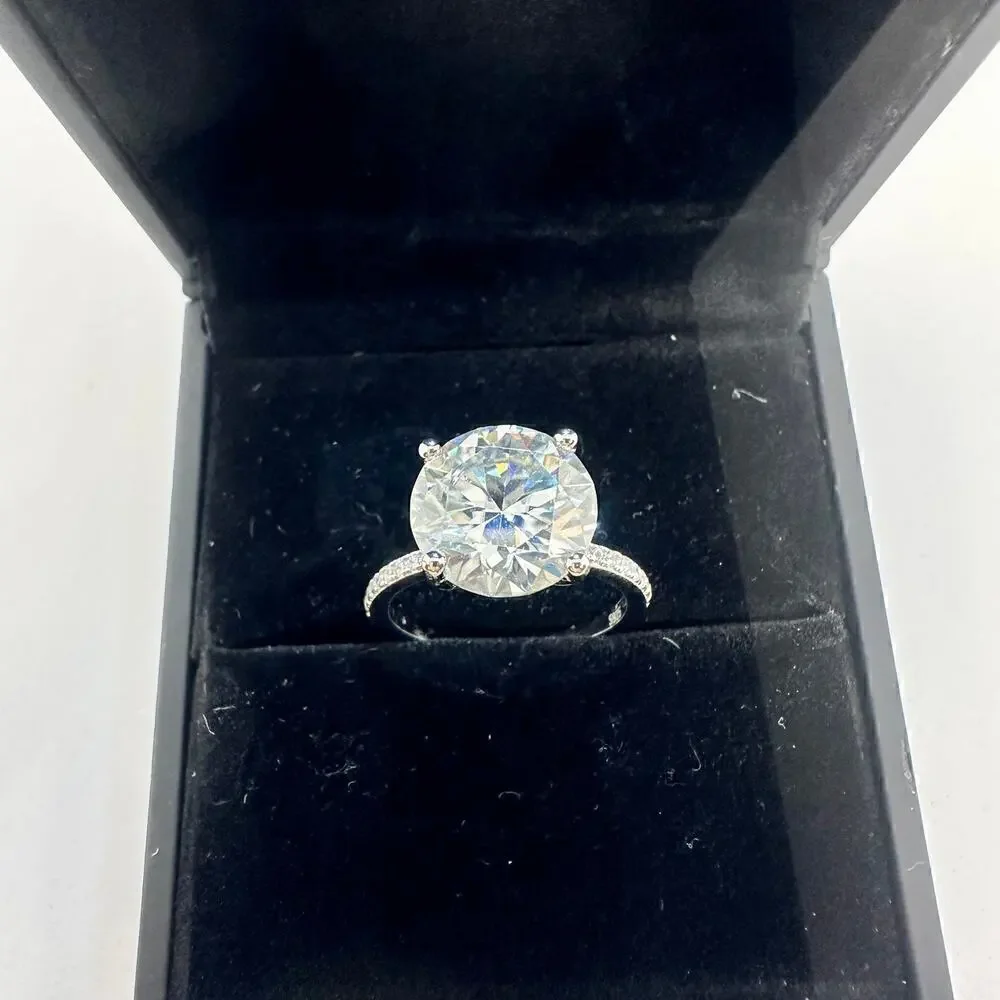 Moissanite Diamond Ring 3 Ct Engagement Wedding Round Cut Solitaire GRA Size 8